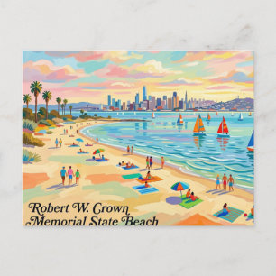 Cartão Postal Praia Memorial Robert W. Crown Califórnia