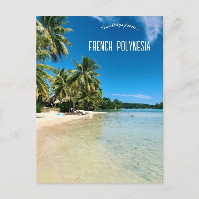 Cartão Postal Praia na Polinésia Francesa de Mo'orea (Frente)