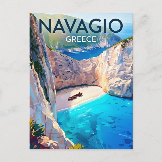 Cartão Postal Praia Navagio Grécia (Frente)