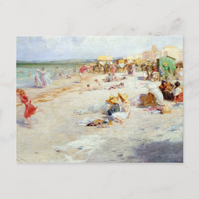Cartão Postal Praia Ocupada no Verão (Frente)