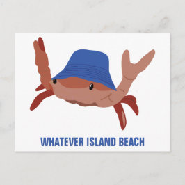 Cartão Postal Praia Personalizada Personalizada do Cartoon Crab