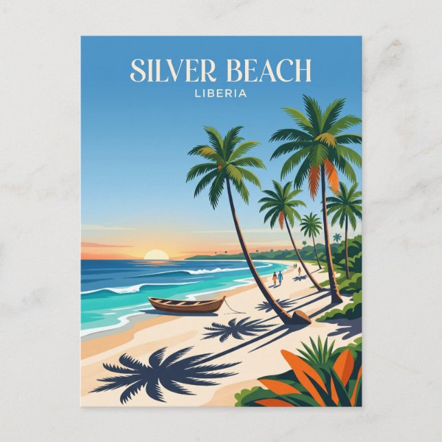 Cartão Postal Praia Prateada Libéria (Frente)