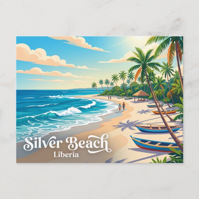 Cartão Postal Praia Prateada Libéria (Frente)