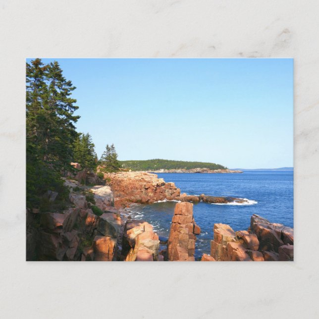 Cartão Postal Praia Rochosa de Acadia perto de Thunder Hole (Frente)
