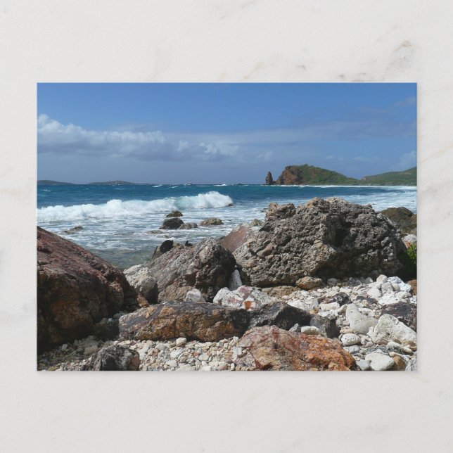 Cartão Postal Praia Rochosa de St. Thomas (Frente)
