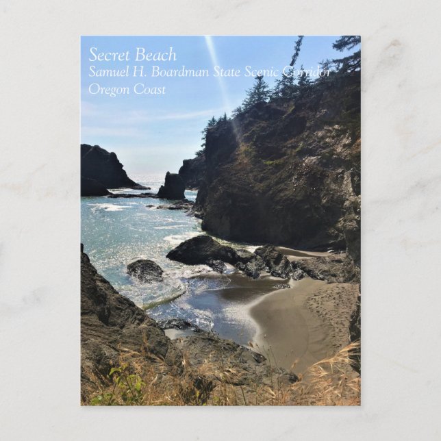 Cartão Postal Praia Secreta, Samuel H. Boardman, Oregon (Frente)