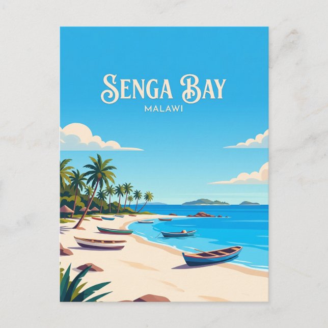 Cartão Postal Praia Senga Bay Malawi (Frente)