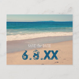 Cartão Postal Praia Teal à Beira-Mar Salve a Data