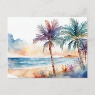 Cartão Postal Praia Tropical Aquarela, Palmeiras