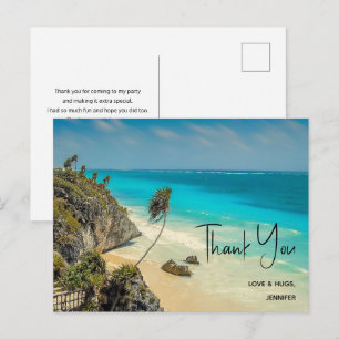 Cartão Postal Praia Tropical com Árvores Sopradas pelo Vento Obr