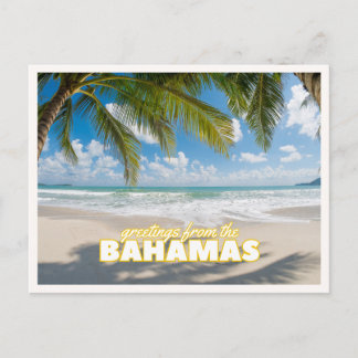 Cartão Postal Praia Tropical das Bahamas Retrô Vintage Saudação