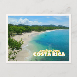 Cartão Postal Praia Tropical de Costa Rica Vintage Retro Saudaçã
