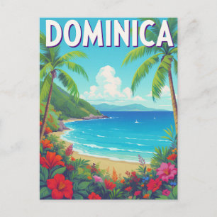 Cartão Postal Praia Tropical de Dominica Palmeira Viagem