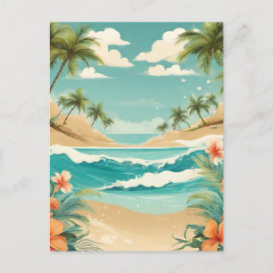 Cartão Postal Praia Tropical e Paisagem Oceânica