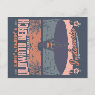 CARTÃO POSTAL PRAIA ULUWATU - GAROTA SOBREVIVENTE - INDONÉSIA BA