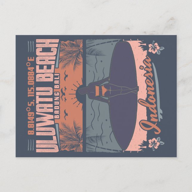 CARTÃO POSTAL PRAIA ULUWATU - GAROTA SOBREVIVENTE - INDONÉSIA BA (Frente)