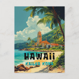 Cartão Postal Praia Vintage Kailua Kona Havaí