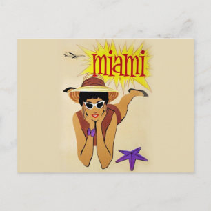 Cartão Postal Praia Vintage Miami