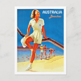 Cartão Postal Praias da Austrália, juventude na costa, vintage