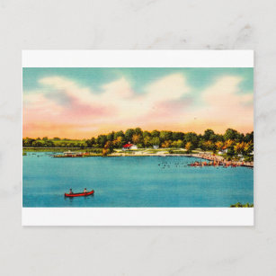 Cartão Postal Praias de banho Danbury do lago Candlewood,