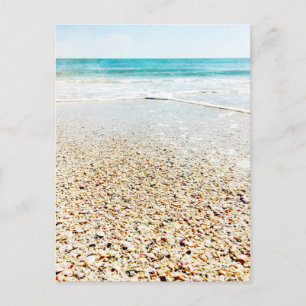 Cartão Postal Praias Tropicais Areia Oceanos Ondas de Mar Concha