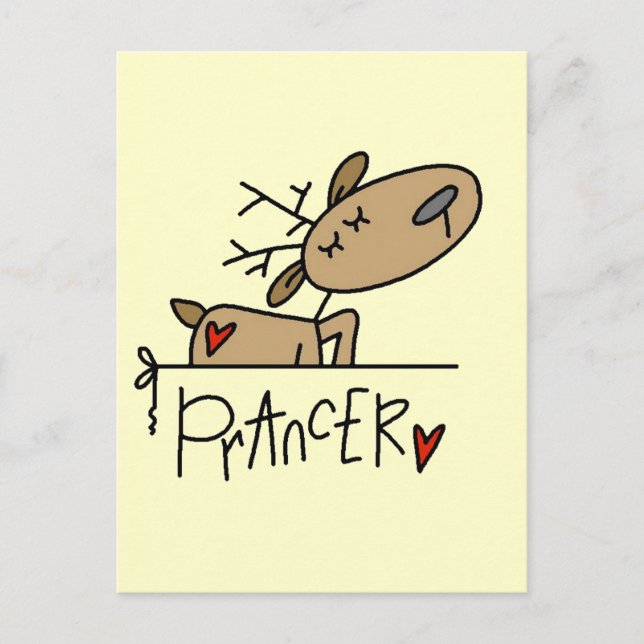 Cartão Postal Prancer Reindeer Camisetas e presentes (Frente)