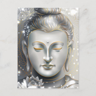 Cartão Postal Prata e Buda Dourada Lotus