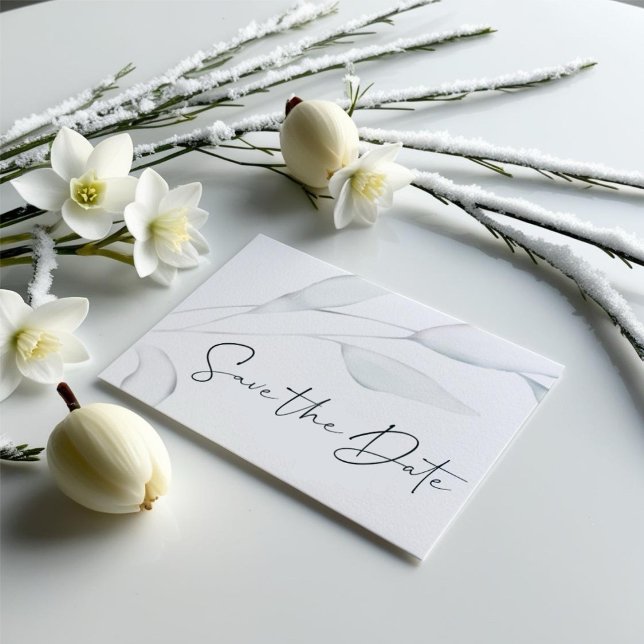 Cartão Postal Prata elegante moderna de inverno deixa aquarela (Criador carregado)