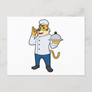 Cartão Postal Prato de chapéu de Chef Tiger Cook