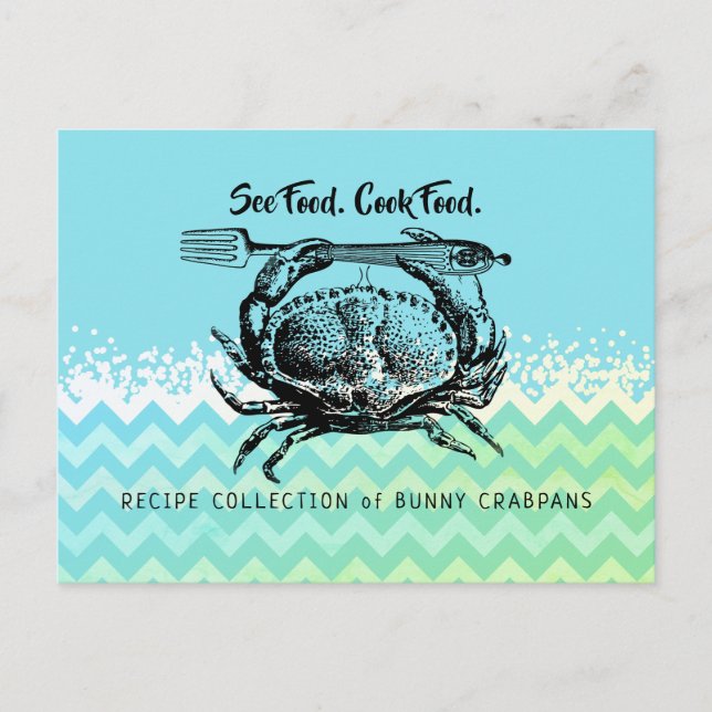 Cartão Postal Prato principal de frutos do mar com caranguejo ca (Frente)