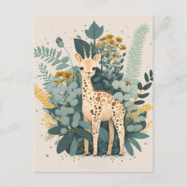 Cartão Postal Pratos de papel de girafa floral fofa