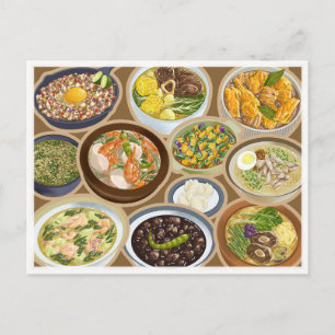 Cartão Postal Pratos Filipinos / Comida Pinoy Ulam