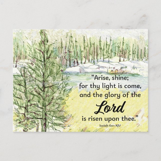 Cartão Postal Prayer Card Isaiah Scripture Mountain Lake (Frente)