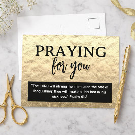 Cartão Postal Praying For You Gold Get Well Soon Bible Verse