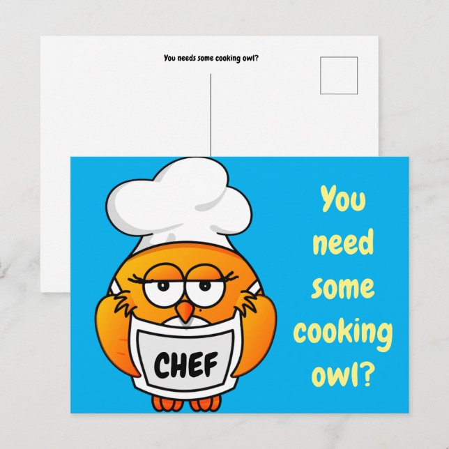 Cartão Postal Precisa de uma coruja cozinhar? (Frente/Verso)