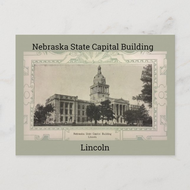 Cartão Postal Prédio de Capital Estatal de Nebraska (Frente)