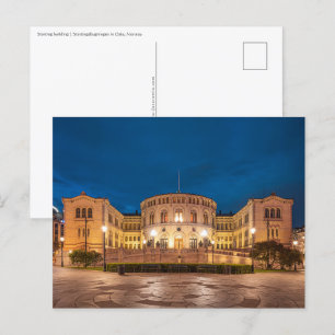 Cartão Postal Prédio de Tempestade de Oslo na Noruega à noite