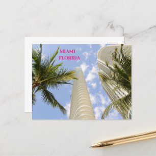 Cartão Postal Prédios brancos palmeiras de Miami Flórida viagem