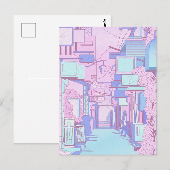 Cartão Postal Prédios estéticos de Pastel, cor-de-rosa mole (Frente/Verso)