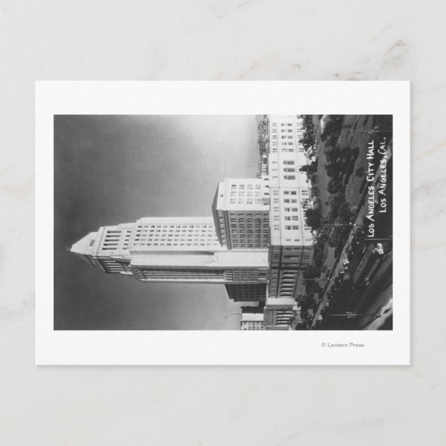 Cartão Postal Prefeitura de Los Angeles, CA e Vista da Cidade (Frente)