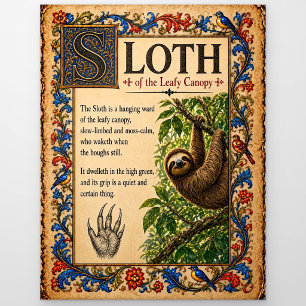 Cartão Postal Preguiça, Arte Medieval de Bestiário