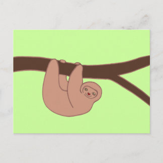 Cartão Postal Preguiça Marrom Sorridente com Nariz de Coração