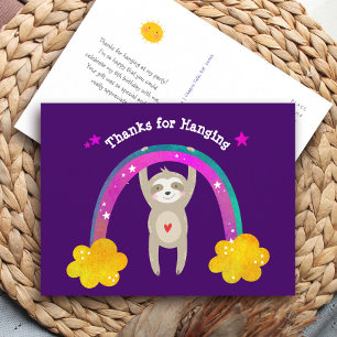 Cartão Postal Preguiça Roxa Boho Arco-íris Aniversário Fofinho O