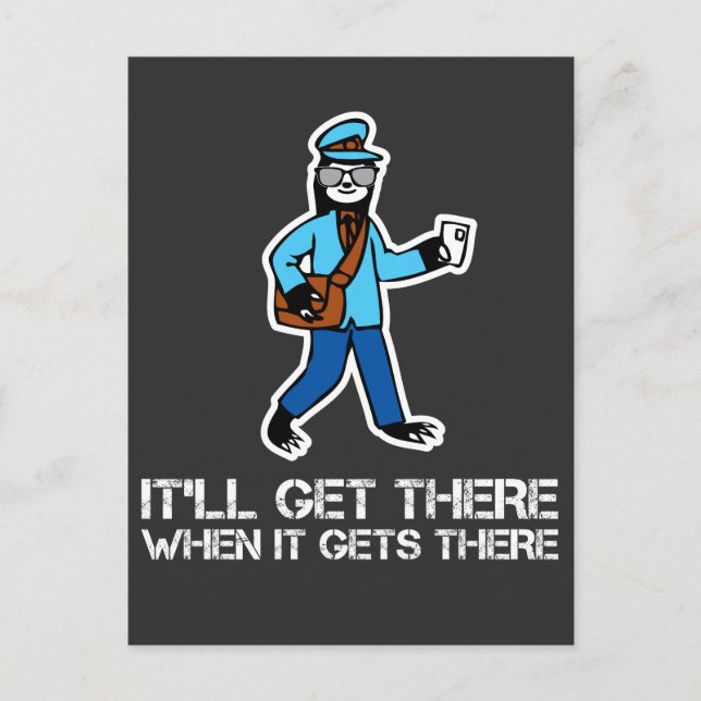 Cartão Postal Preguiçoso, Engraçado Carteiro de Correio Rural (Frente)