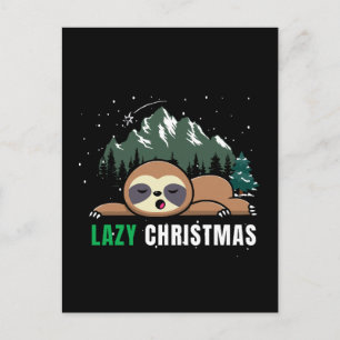 Cartão Postal Preguiçoso Sloth de Natal Engraçado