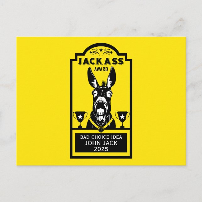 Cartão Postal Prêmio de Jackass (Frente)