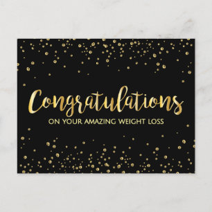 Cartão Postal Prêmio de perda de peso de Parabéns pretos Dourado