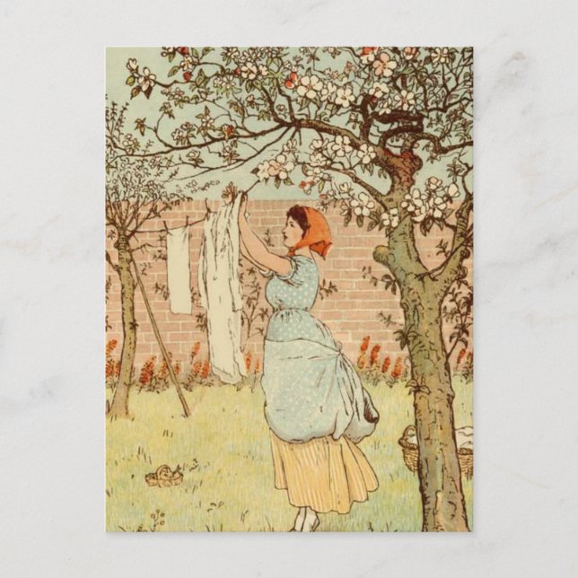 Cartão Postal Prendendo a lavanderia (Frente)