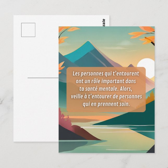 Cartão Postal Prends soin de ta santé mentale (Frente/Verso)