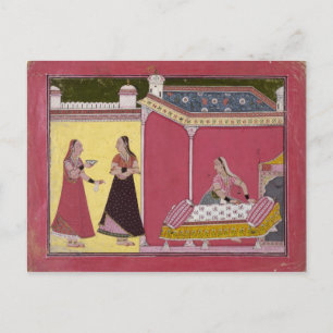Cartão Postal Preparação da Cama, Bilaspur, c.1690-1700